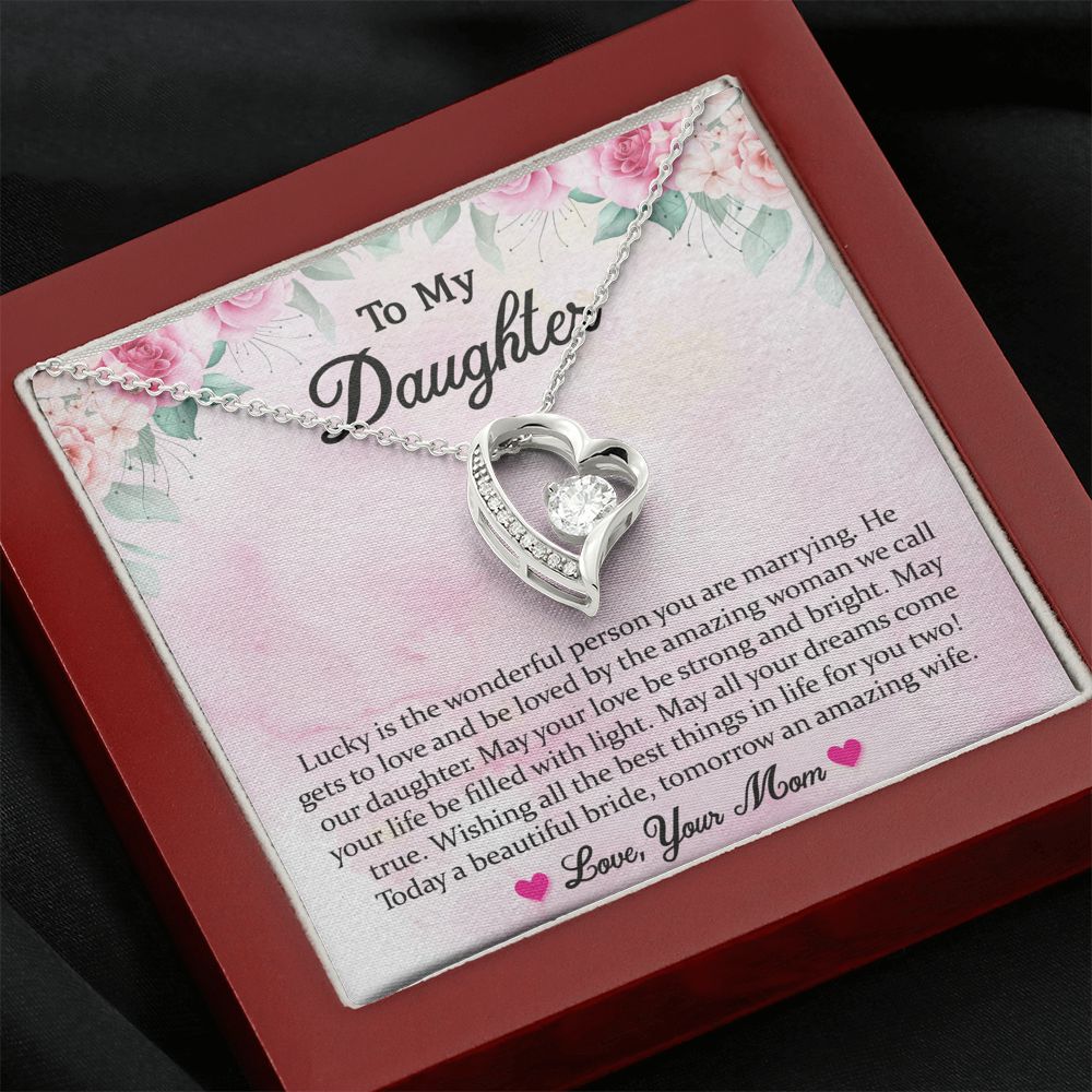 My Daughter Wedding Day Gift, To Bride From Mom/Dad Necklace, MomTo Bride Gift, Bride Jewelry Gift From Mom