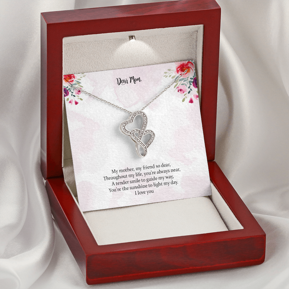 Mom The Sunshine To Light My Day Double Hearts Necklace
