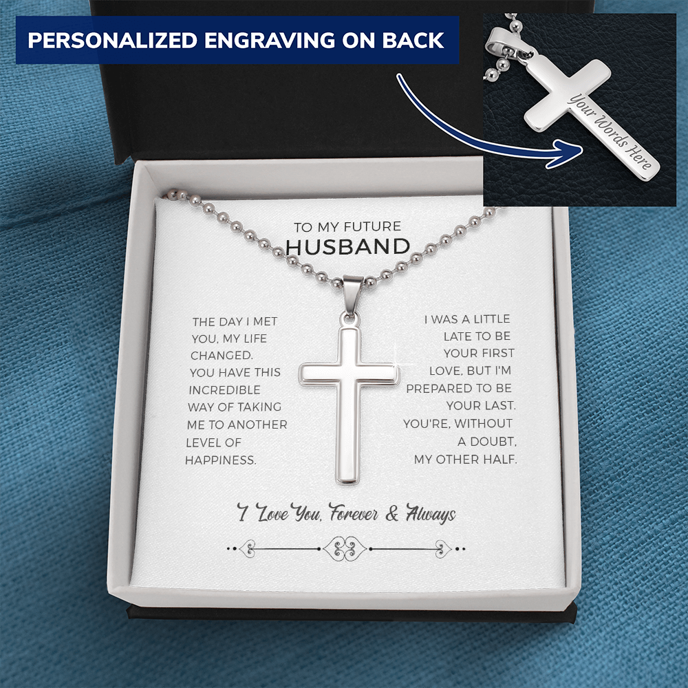 To My Future Husband, My Other Half Personalized Cross Necklace