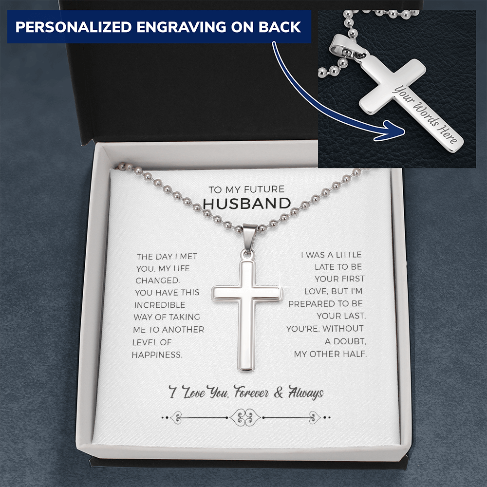 To My Future Husband, My Other Half Personalized Cross Necklace