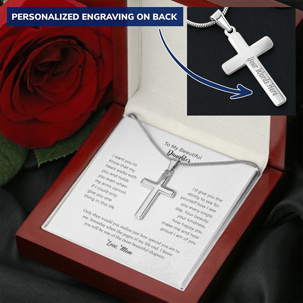 Personalized Cross Necklace Gift From Mom To Daughter, Daughter Birthday Gift