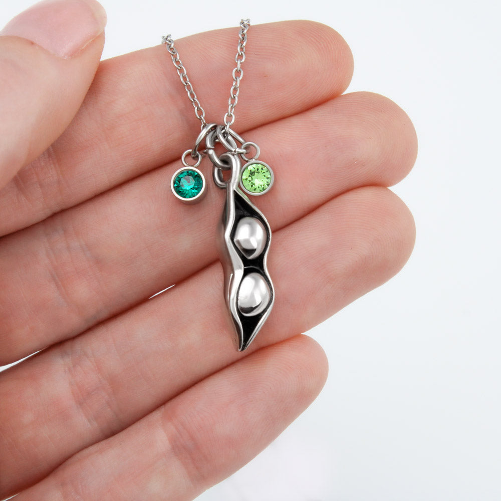 To My Mom Time May Fly Pea Pod Personalized Necklace
