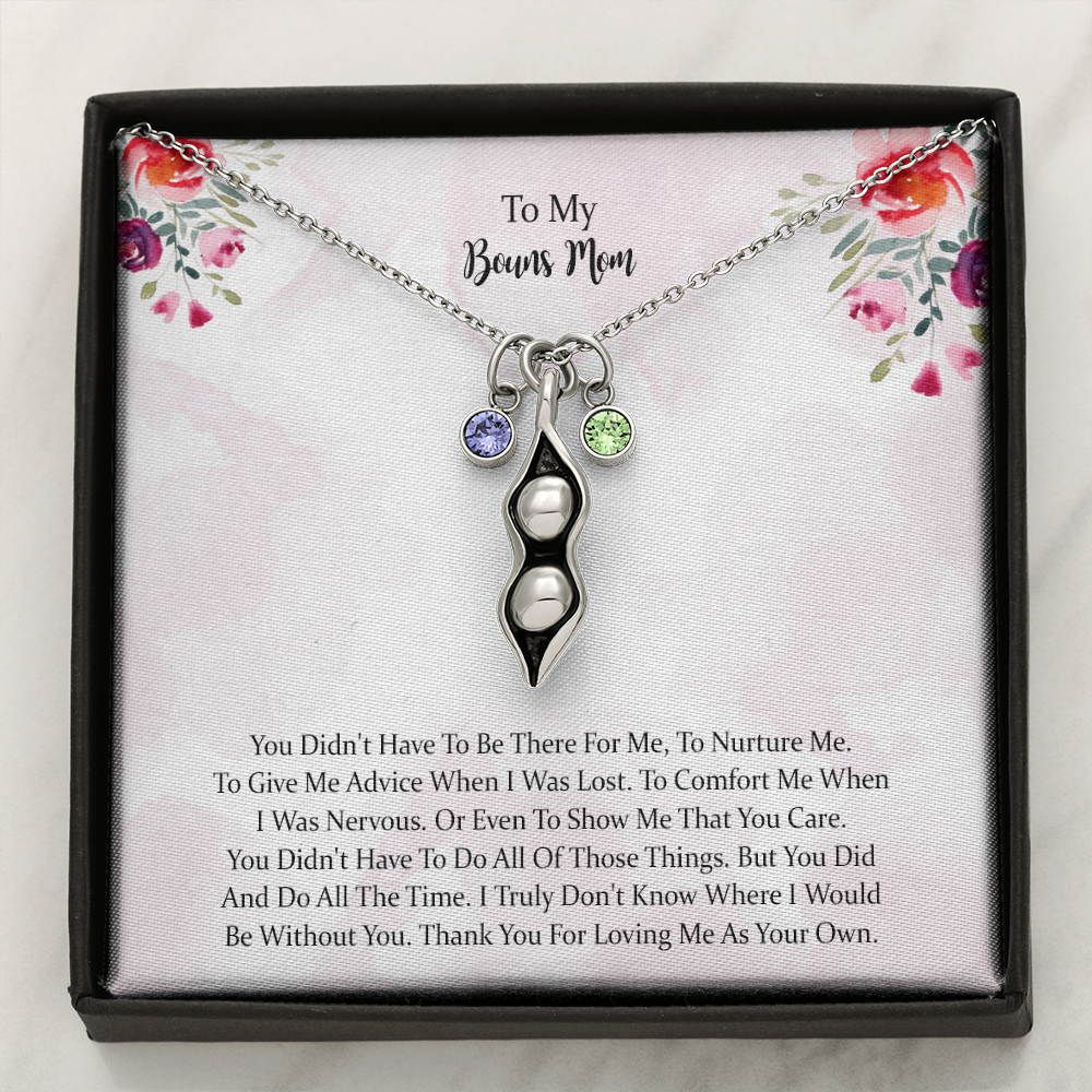 To My Bonus Mom Pea Pod Necklace, Mother Gift For Valentine's, Birthday, Anniversary