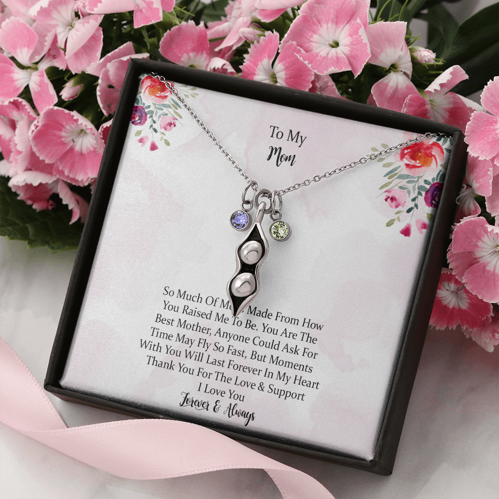 To My Mom Time May Fly Pea Pod Personalized Necklace