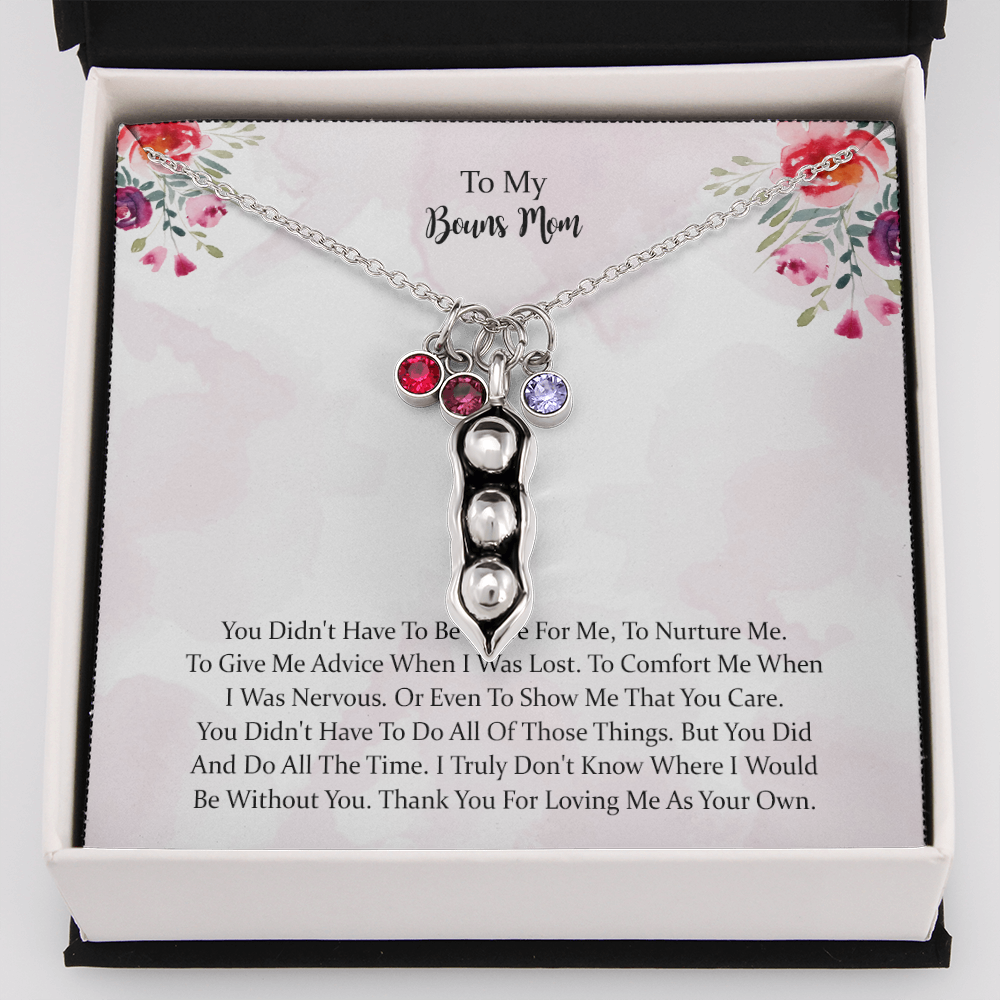 To My Bonus Mom Pea Pod Necklace, Mother Gift For Valentine's, Birthday, Anniversary
