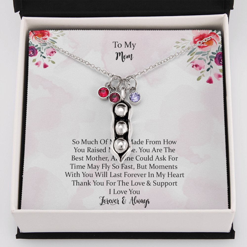 To My Mom Time May Fly Pea Pod Personalized Necklace