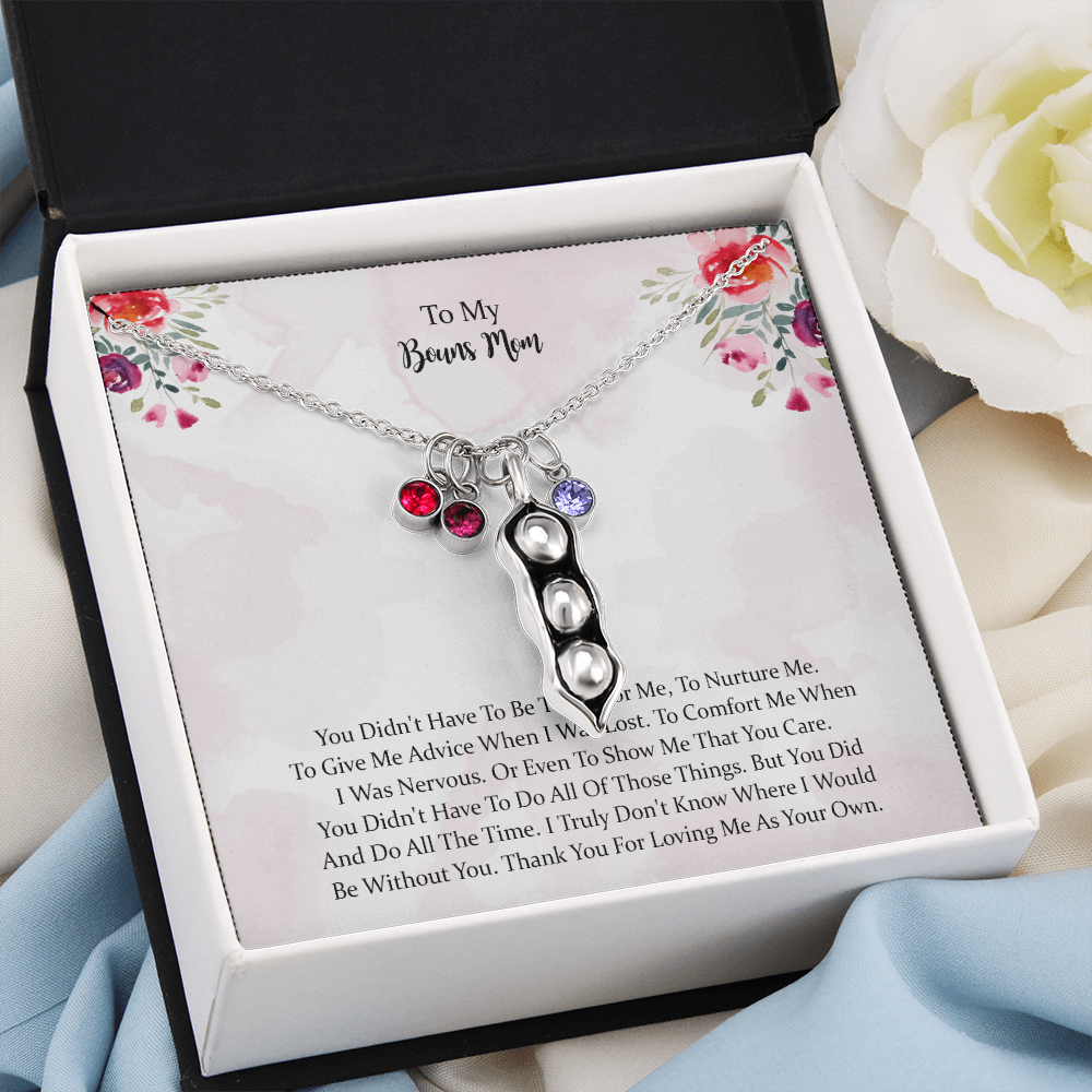 To My Bonus Mom Pea Pod Necklace, Mother Gift For Valentine's, Birthday, Anniversary