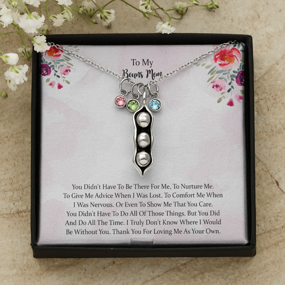 To My Bonus Mom Pea Pod Necklace, Mother Gift For Valentine's, Birthday, Anniversary