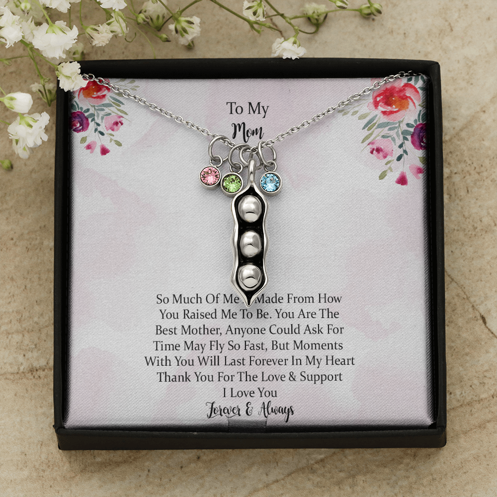 To My Mom Time May Fly Pea Pod Personalized Necklace