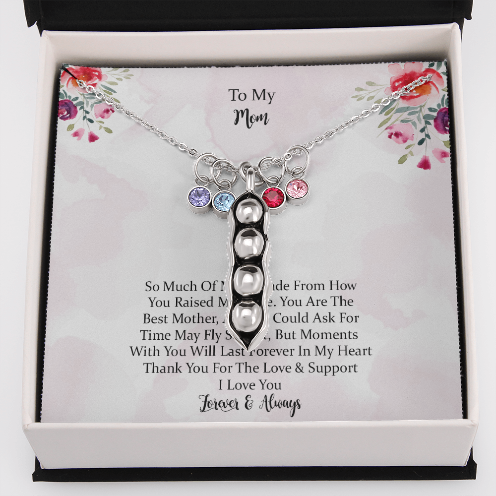 To My Mom Time May Fly Pea Pod Personalized Necklace