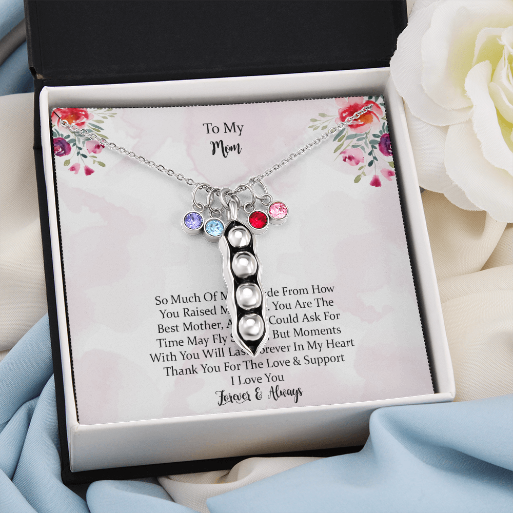 To My Mom Time May Fly Pea Pod Personalized Necklace