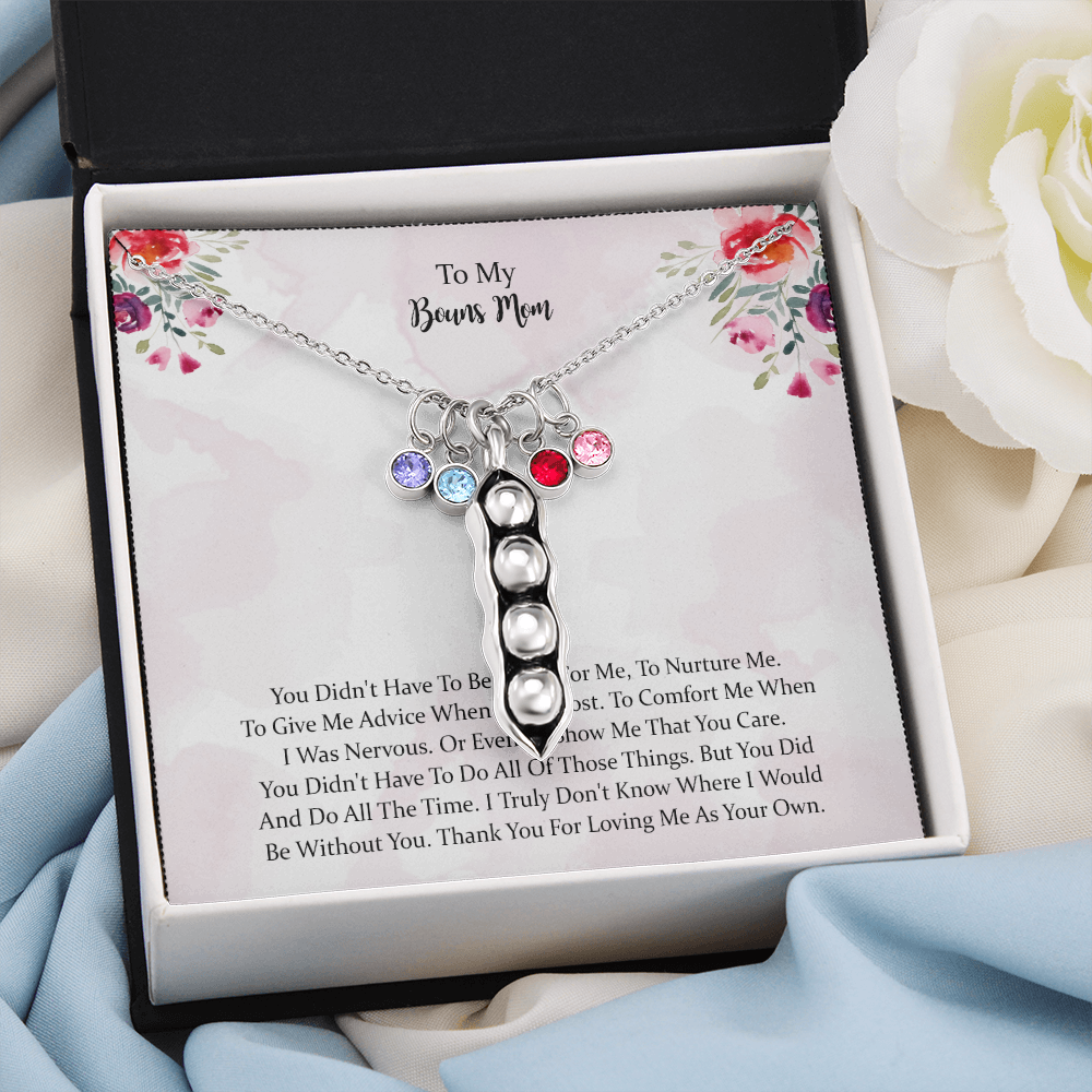 To My Bonus Mom Pea Pod Necklace, Mother Gift For Valentine's, Birthday, Anniversary