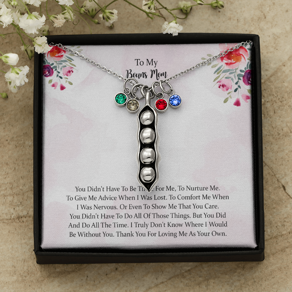 To My Bonus Mom Pea Pod Necklace, Mother Gift For Valentine's, Birthday, Anniversary