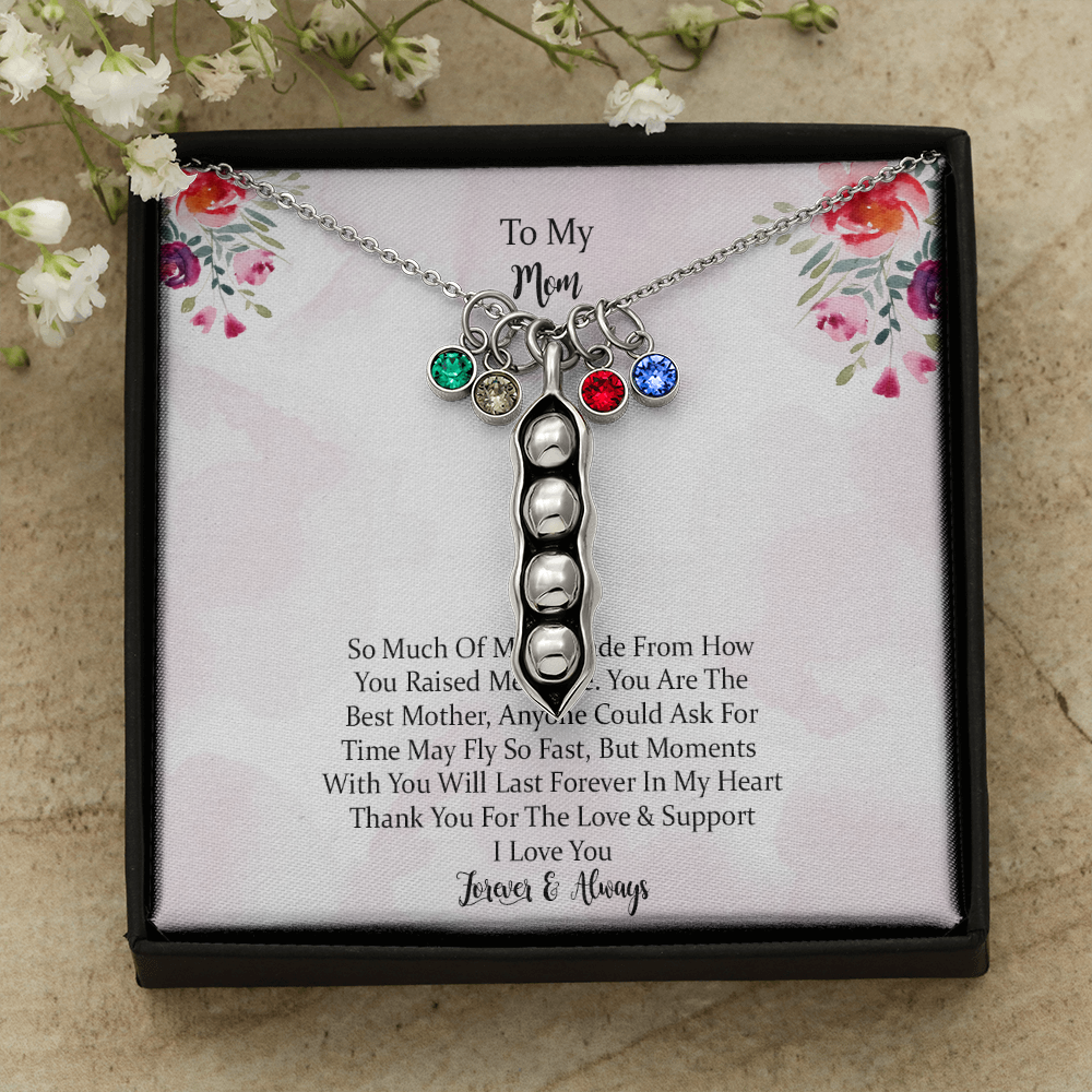 To My Mom Time May Fly Pea Pod Personalized Necklace