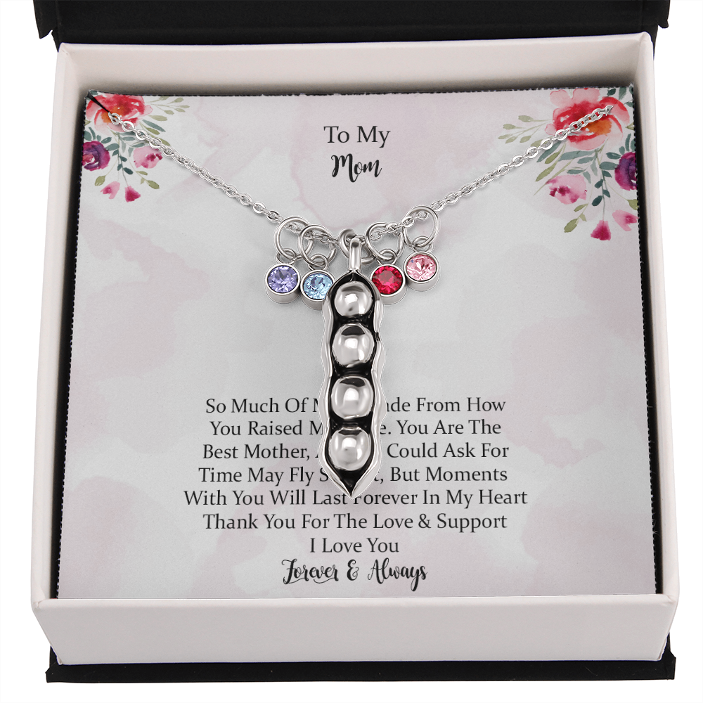 To My Mom Time May Fly Pea Pod Personalized Necklace