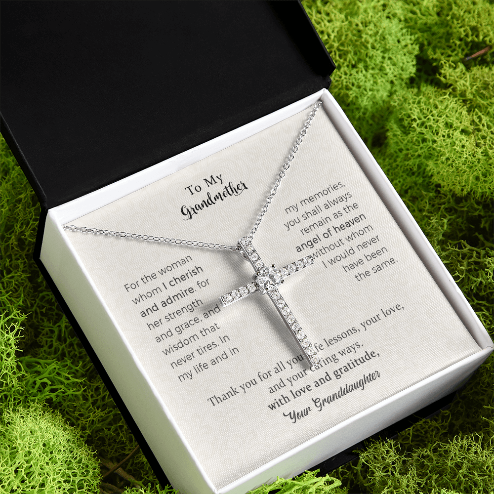 To my Darling Grandmother, Thank you for all CZ Cross Necklace For Grandmother From Grandchild, Mom Necklaces For Women, Birthday Gift Ideas, Mother's Day Jewelry For Her