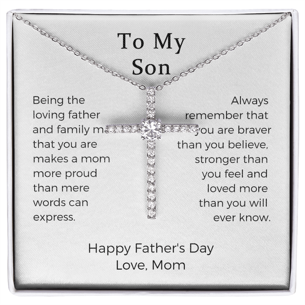 To my Son - Loving Father - CZ Cross Necklace