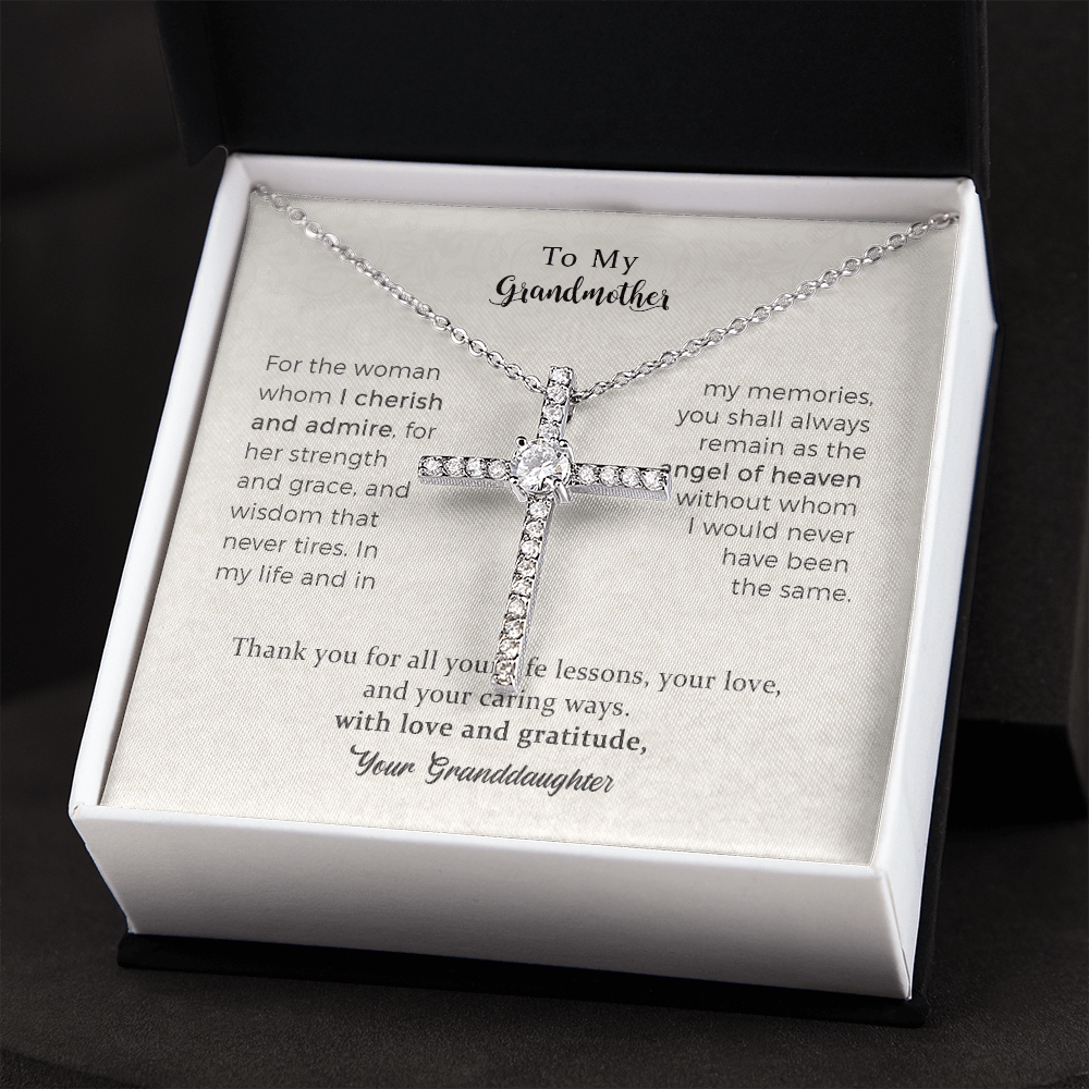 To my Darling Grandmother, Thank you for all CZ Cross Necklace For Grandmother From Grandchild, Mom Necklaces For Women, Birthday Gift Ideas, Mother's Day Jewelry For Her