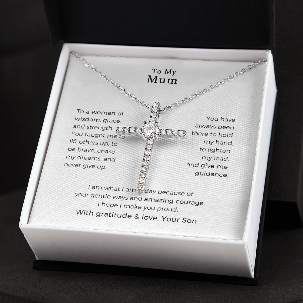 To My Mum, To A Woman Of Wisdom , Cz Cross Necklace, Mother Gift For Valentine's, Birthday, Anniversary