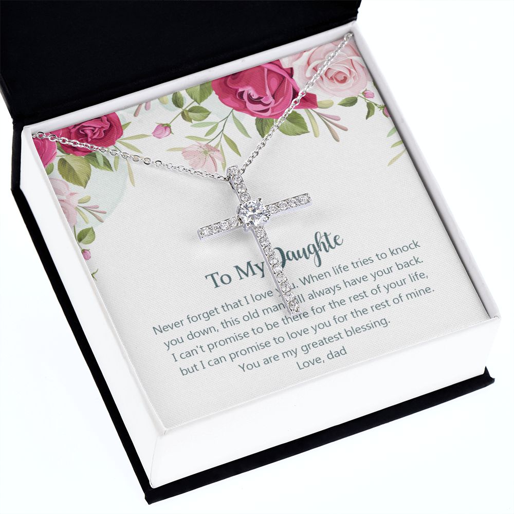 Cross Necklace Gift for Daughter from Dad, Necklaces for Girls Women, Jewelry Gift for Daughter on Birthday, Christmas, Graduation with a Message Card
