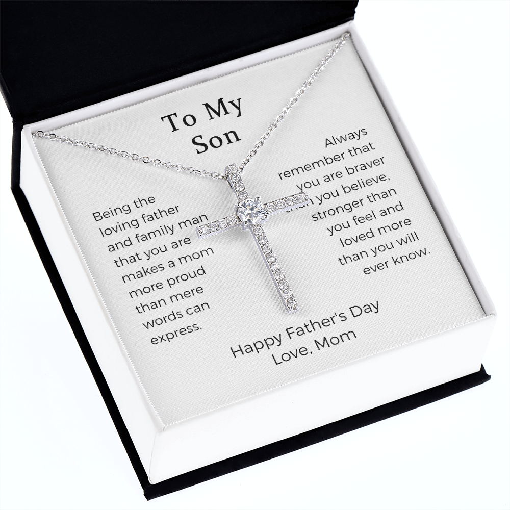 To my Son - Loving Father - CZ Cross Necklace