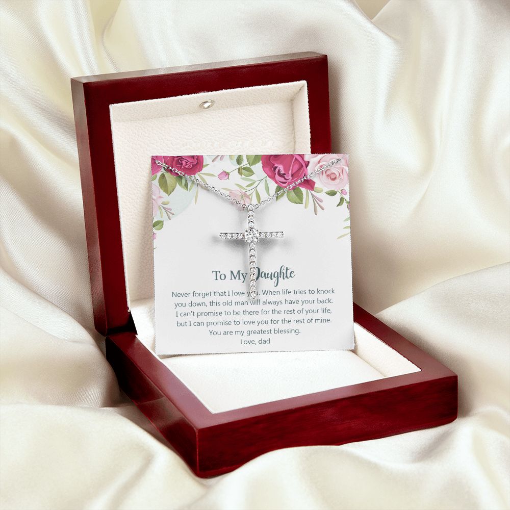 Cross Necklace Gift for Daughter from Dad, Necklaces for Girls Women, Jewelry Gift for Daughter on Birthday, Christmas, Graduation with a Message Card