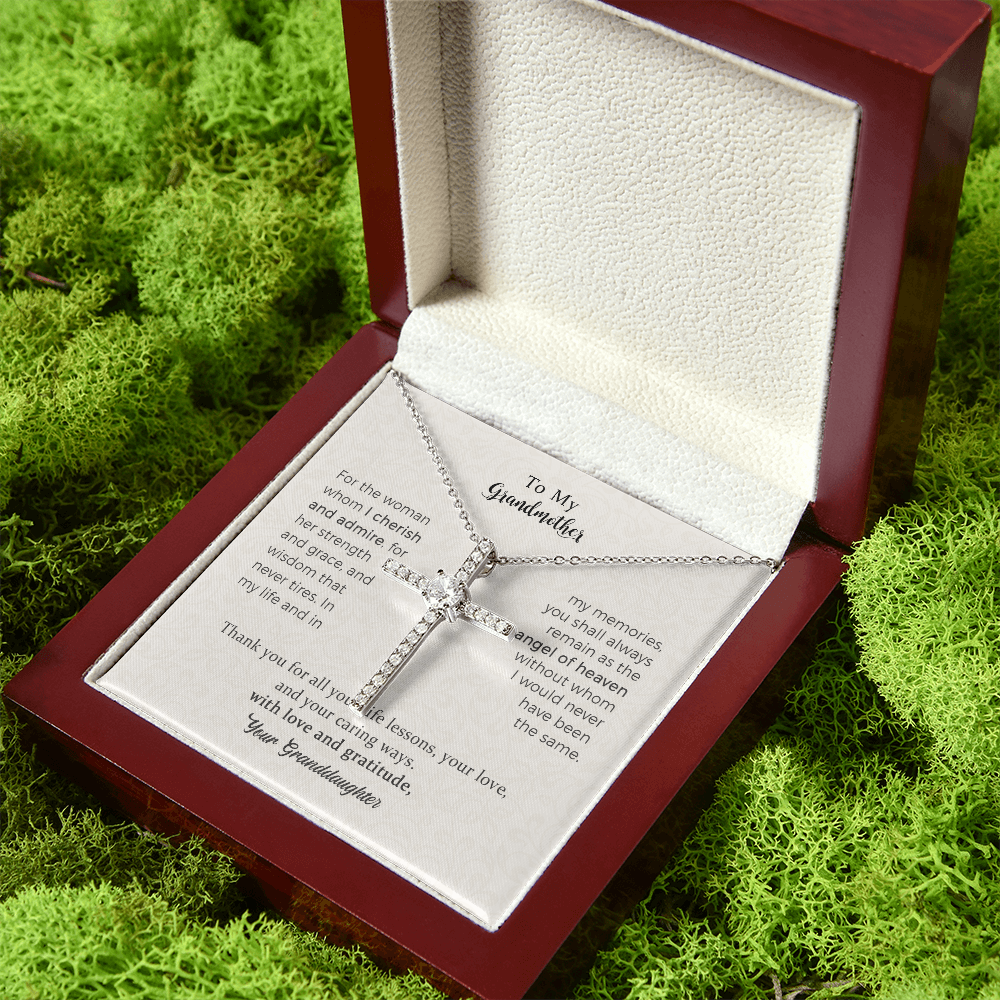 To my Darling Grandmother, Thank you for all CZ Cross Necklace For Grandmother From Grandchild, Mom Necklaces For Women, Birthday Gift Ideas, Mother's Day Jewelry For Her