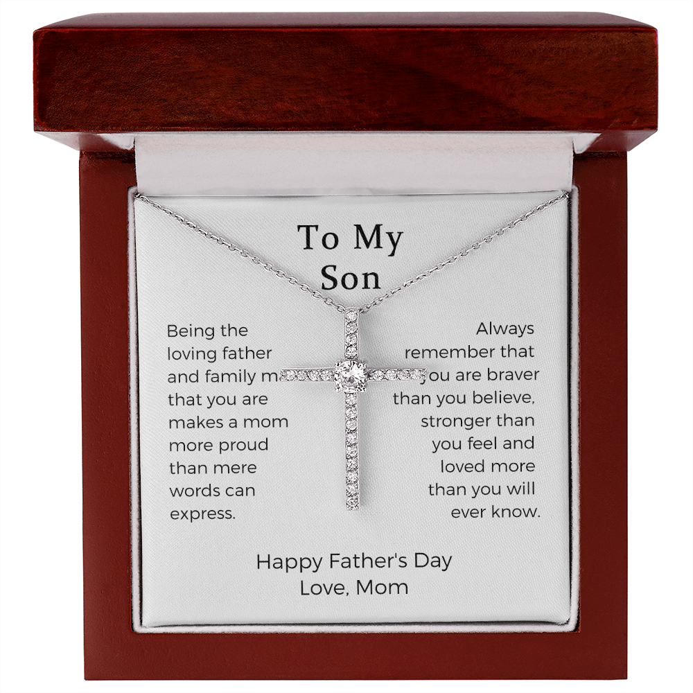 To my Son - Loving Father - CZ Cross Necklace