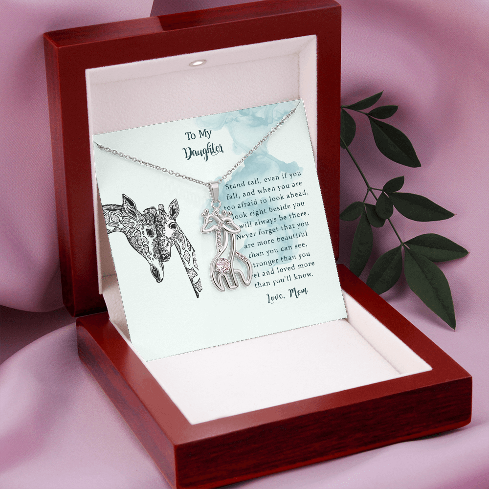 To My Daughter, I Will Always Be There, Graceful Love Giraffe Daughter Mother Necklace, Daughter Gift From Mom