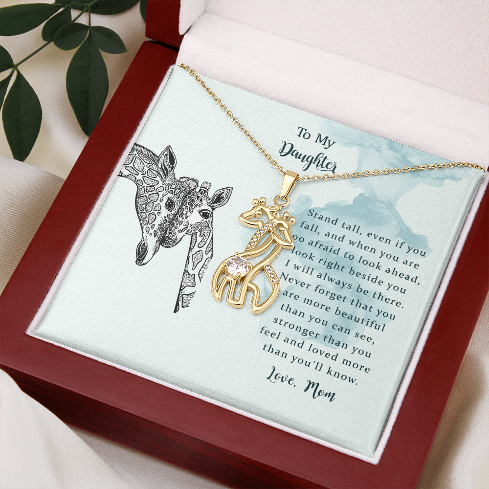 To My Daughter, I Will Always Be There, Graceful Love Giraffe Necklace