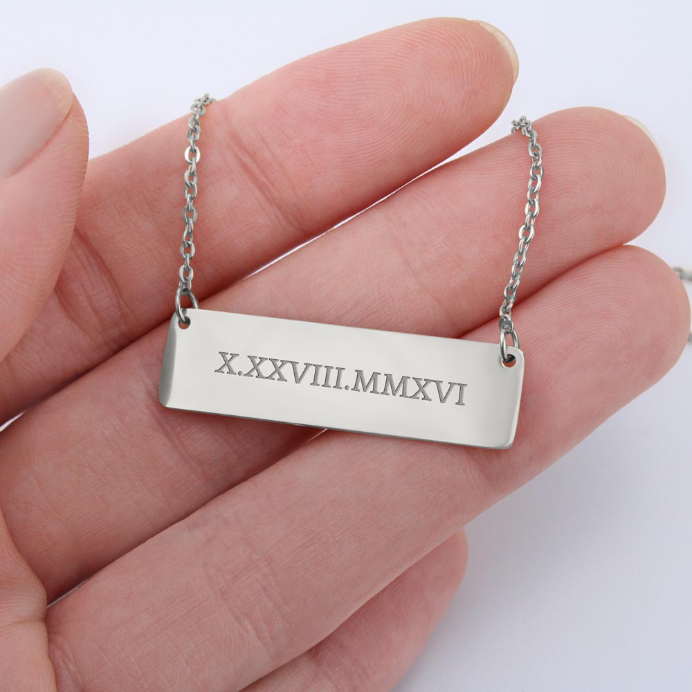 Roman Numeral Date Necklace, Custom Necklace Gift For She