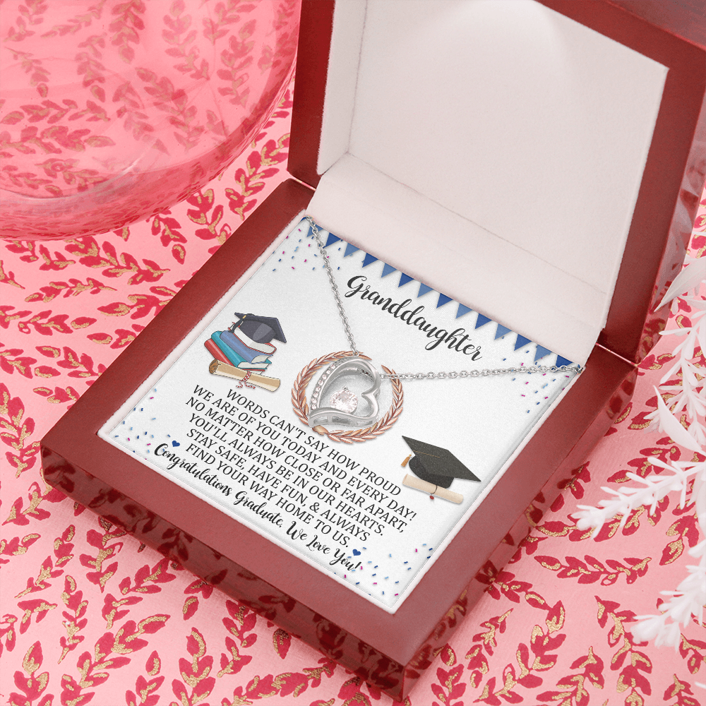 Graduation Gift For Granddaughter, Congratulation Graduation Forever Love Necklace Gift