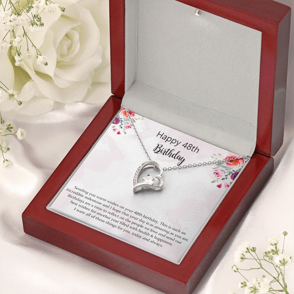 Happy 48th Birthday Jewelry Gift for Girls Women,Necklace Mother Daughter Sister Aunt Niece Cousin Friend Birthday Gift with Message Card and Gift Box