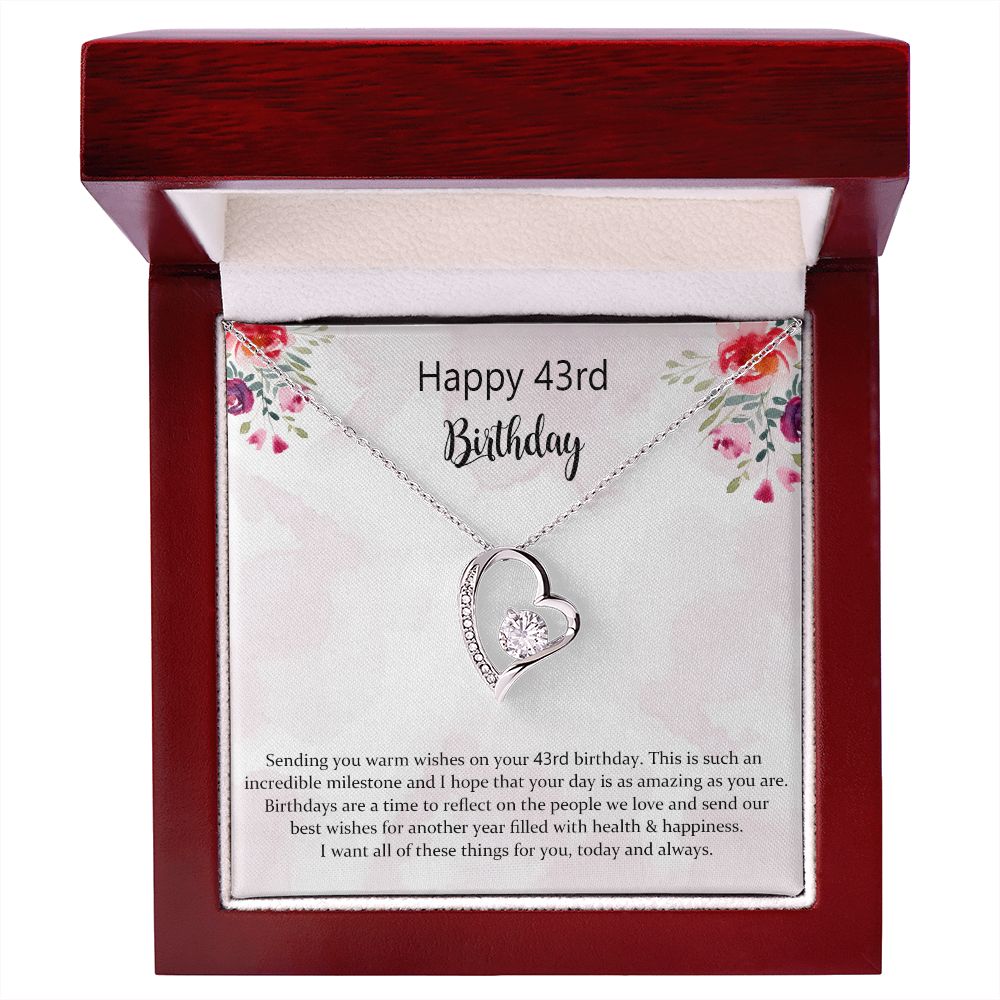 Happy 43rd Birthday Jewelry Gift for Girls Women,Necklace Mother Daughter Sister Aunt Niece Cousin Friend Birthday Gift with Message Card and Gift Box