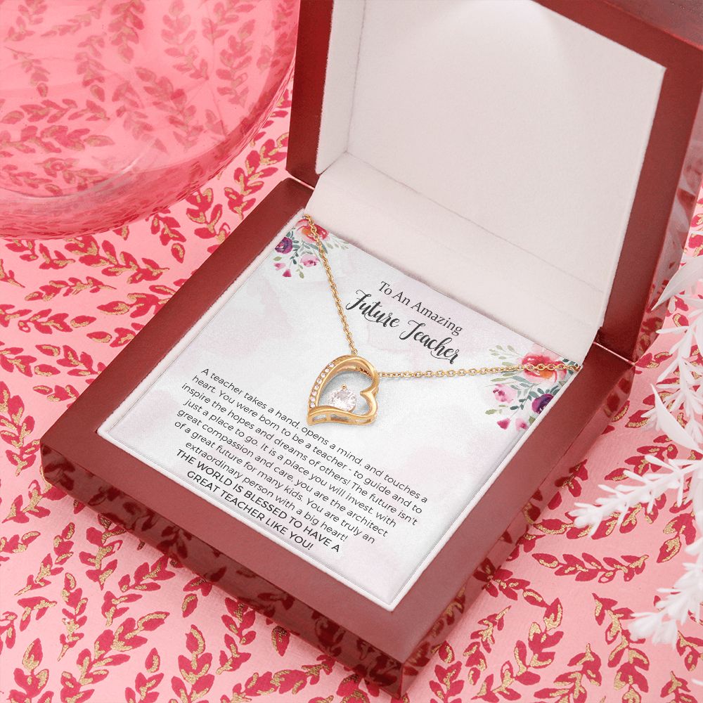 Teacher Forever Love Necklace, Future Teacher Gift, Love Knot Necklace, Graduate Teacher Necklace