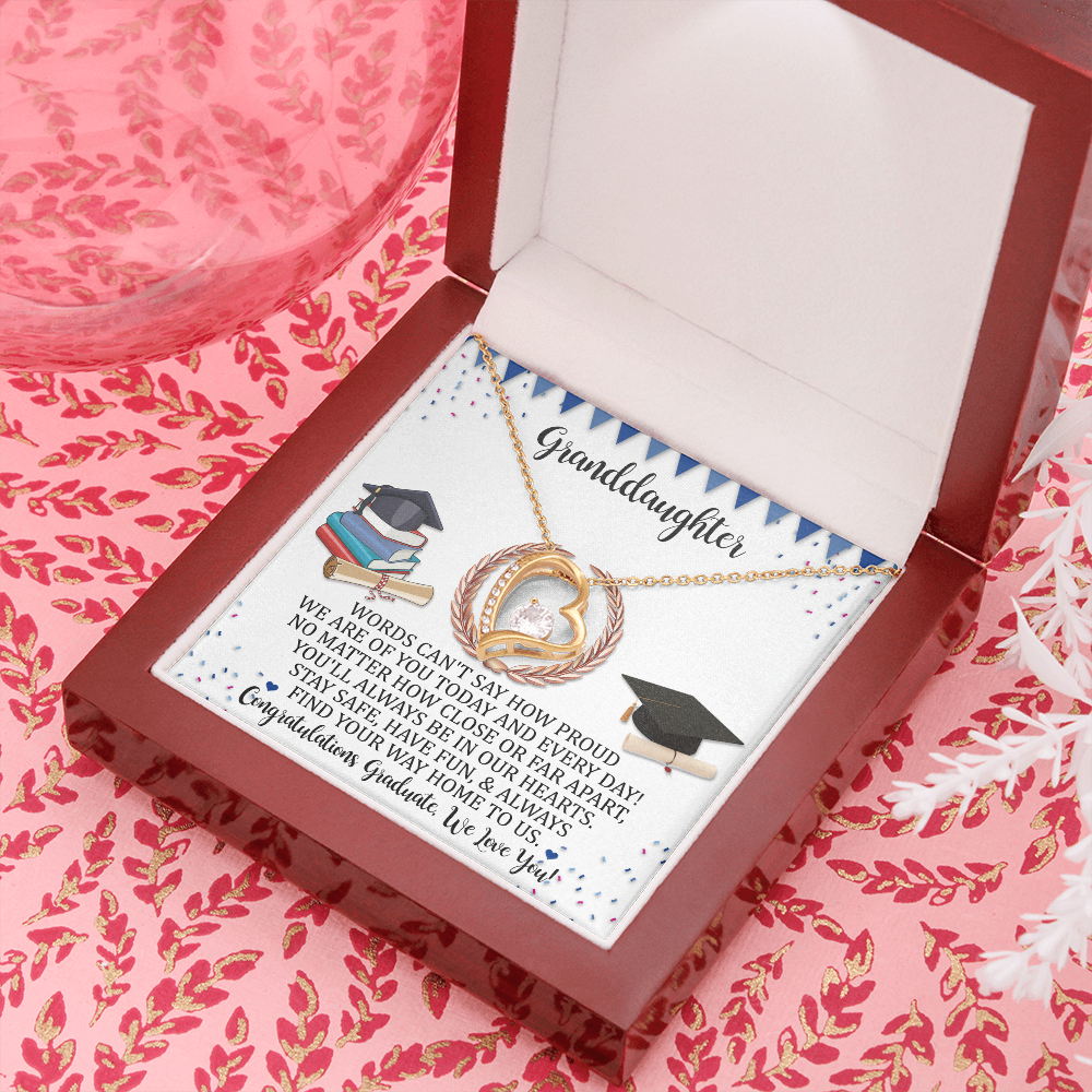 Graduation Gift For Granddaughter, Congratulation Graduation Forever Love Necklace Gift