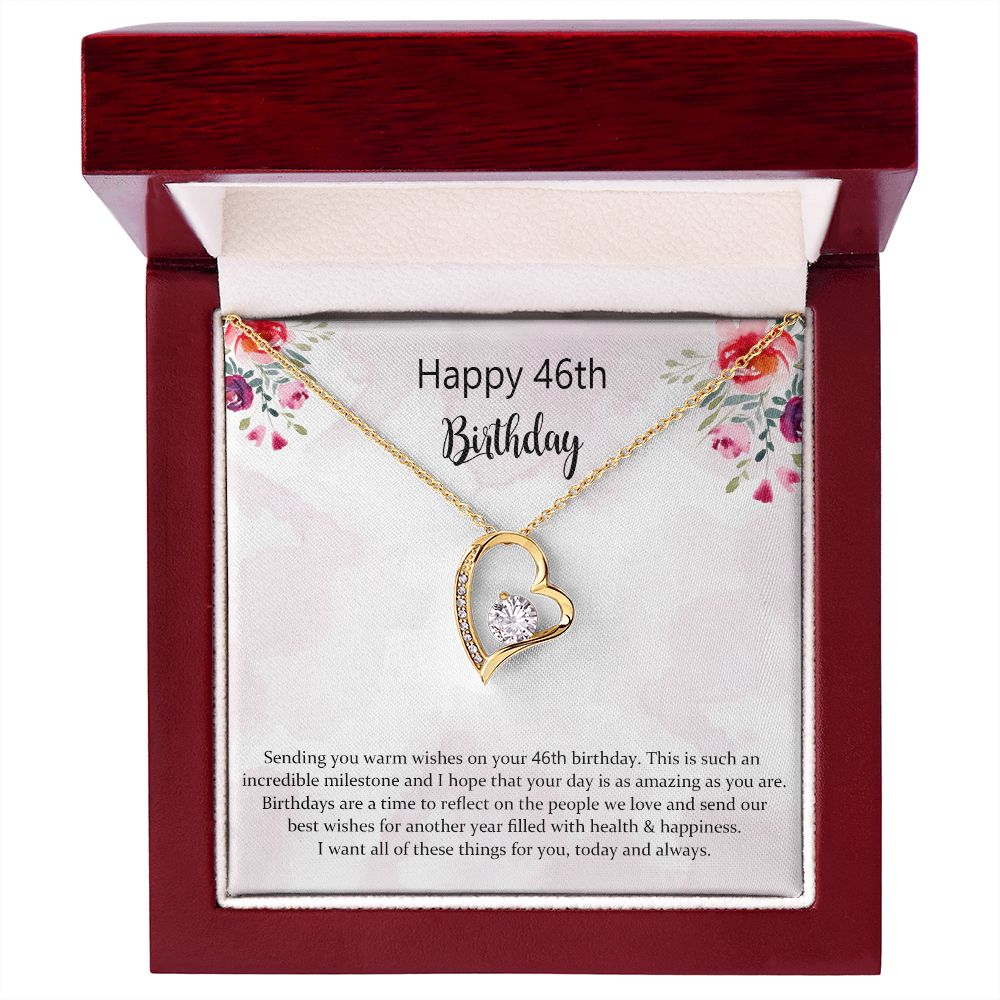 Happy 46th Birthday Jewelry Gift for Girls Women,Necklace Mother Daughter Sister Aunt Niece Cousin Friend Birthday Gift with Message Card and Gift Box