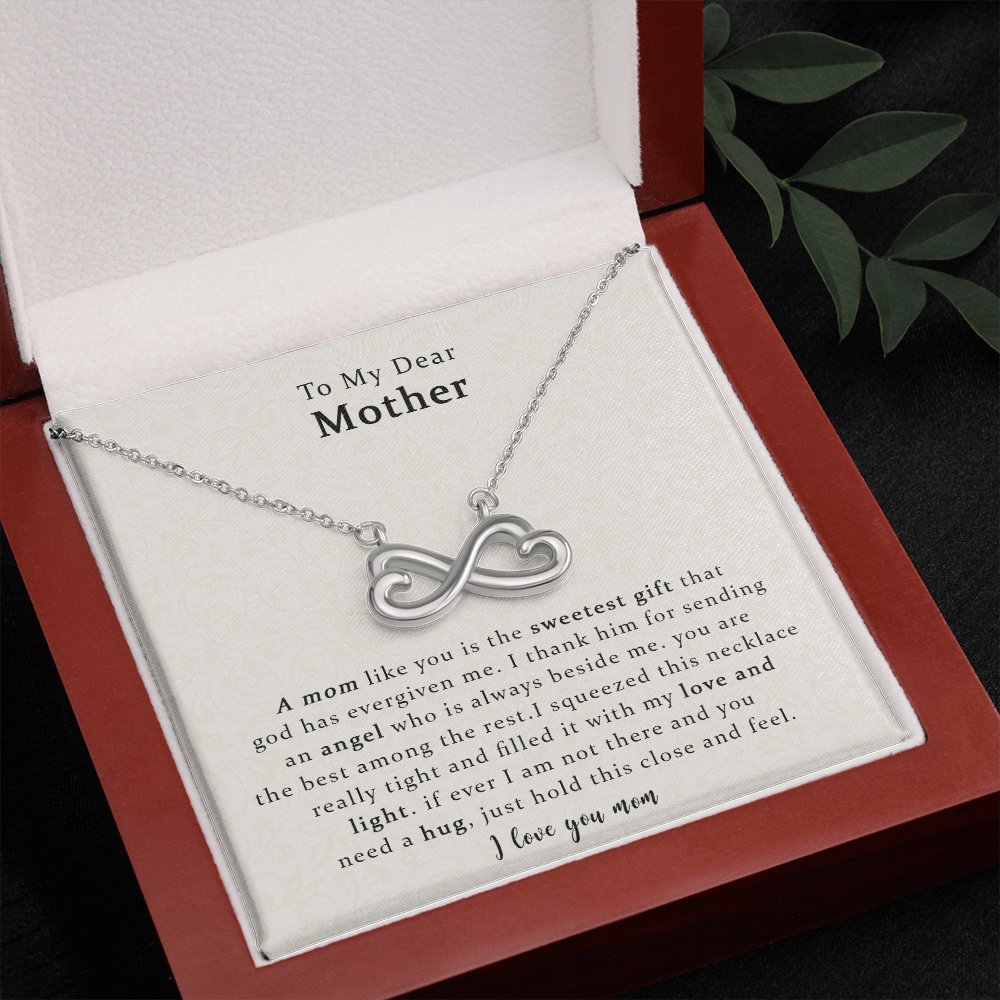 To My Dear Mother, The Sweetest Heart-shaped Infinity Necklace Gift For Mom, Mother Gift For Valentine's, Birthday, Anniversary