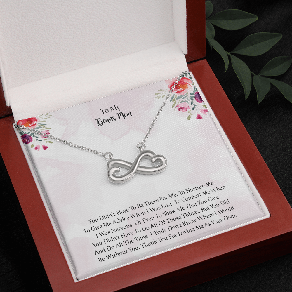 To My Bonus Mom Heart-shaped Infinity Necklace, Mother Gift For Valentine's, Birthday, Anniversary