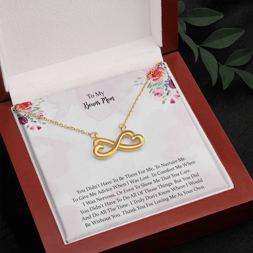To My Bonus Mom Heart-shaped Infinity Necklace, Mother Gift For Valentine's, Birthday, Anniversary