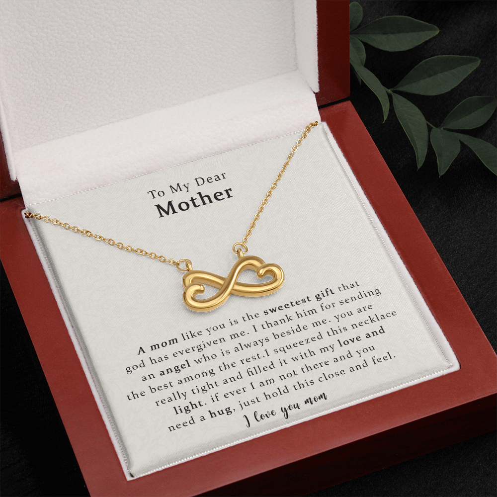 To My Dear Mother, The Sweetest Heart-shaped Infinity Necklace Gift For Mom, Mother Gift For Valentine's, Birthday, Anniversary