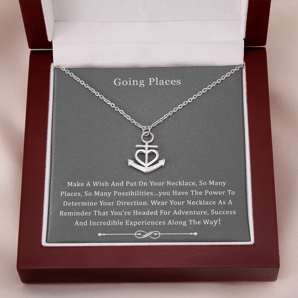 Friendship Anchor Compass Necklace Good Luck Elephant Pendant Chain Necklace with Message Card Gift Card
