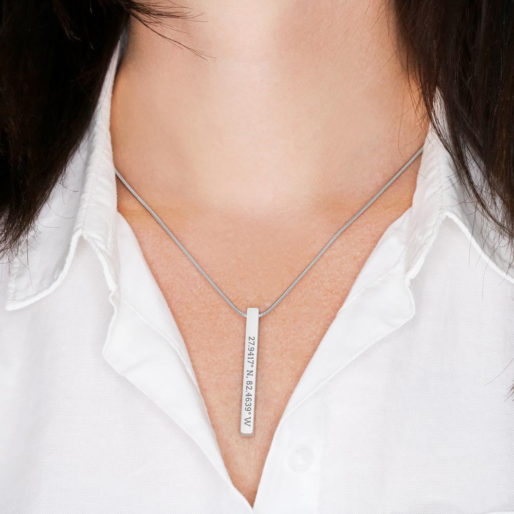 To A Wonderful Young Man Graduation Coordinates Vertical Stick Necklace Gifts For Him, Go Confidently In The Direction Of Your Dreams.