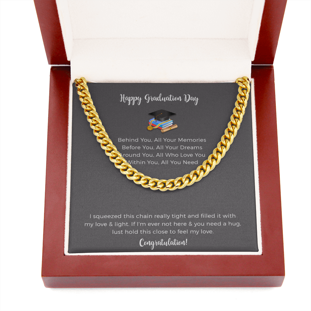 To My Son Cuban Chain Necklace From Mom, Dad - Graduation Gifts For Him, Best Graduation Gifts For Guys, Graduation Gift High School Boy, Graduation Gift College Male, Guy Graduation Gift
