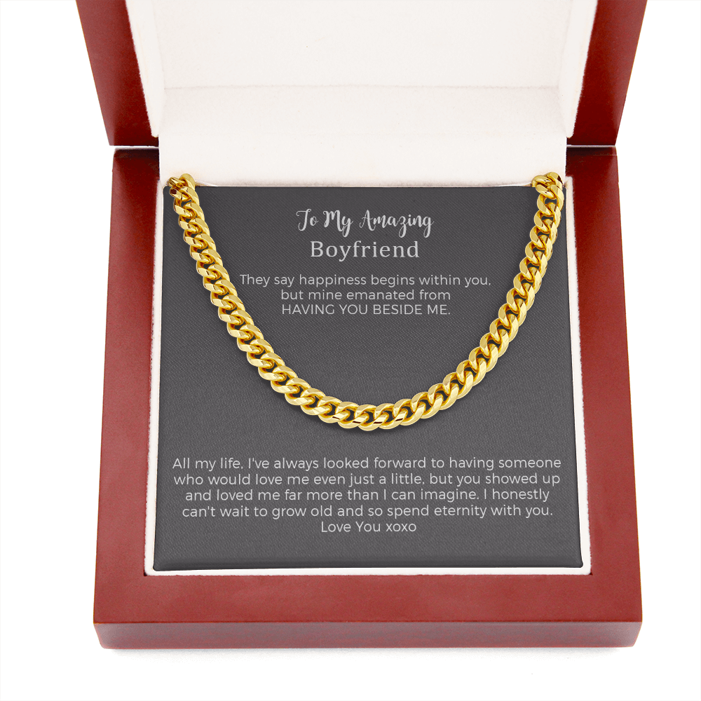 To My Boyfriend Cuban Chain Necklace, Romantic Gift for Boyfriend, Unique Anniversary Gift for Boyfriend, Boyfriend Birthday