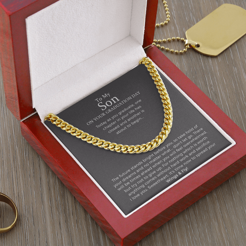 To My Son On Your Graduation Day Cuban Link Chain Necklace, Graduation Gift For Him, College Graduation Gift For Him, High School, Senior Graduation, Class Of 2022