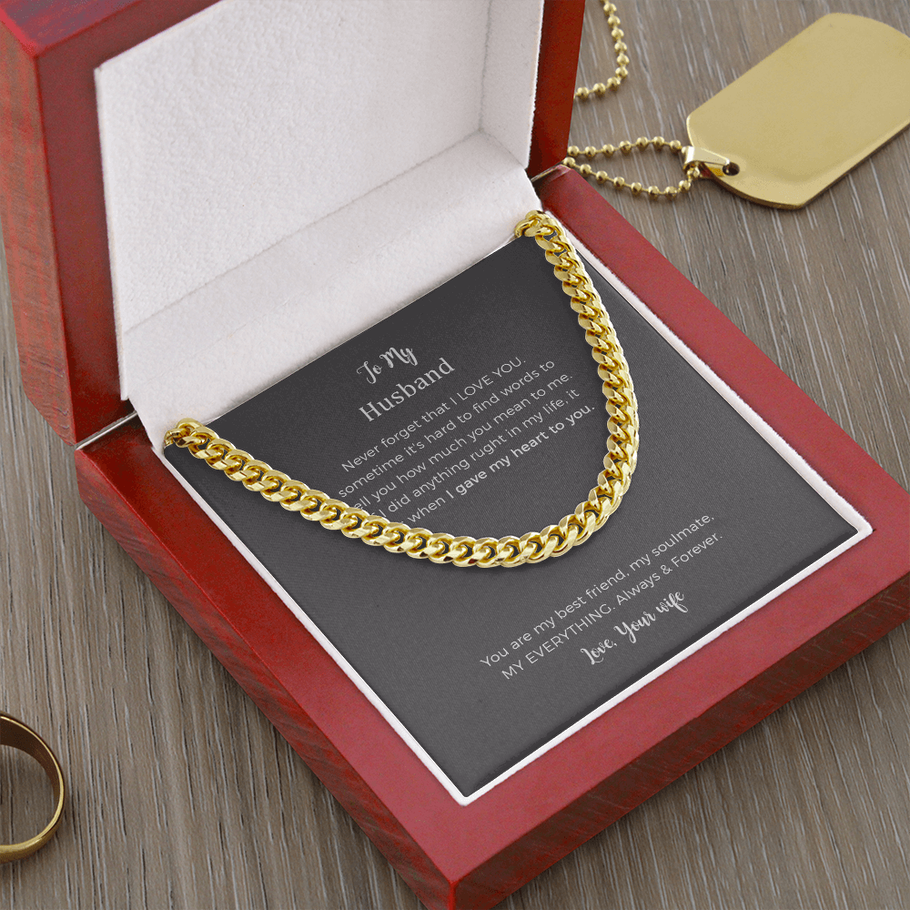 To My Husband Cuban Chain Necklace, Anniversary Gift For Husband From Wife, Husband Birthday, Valentines Day Gift For Husband