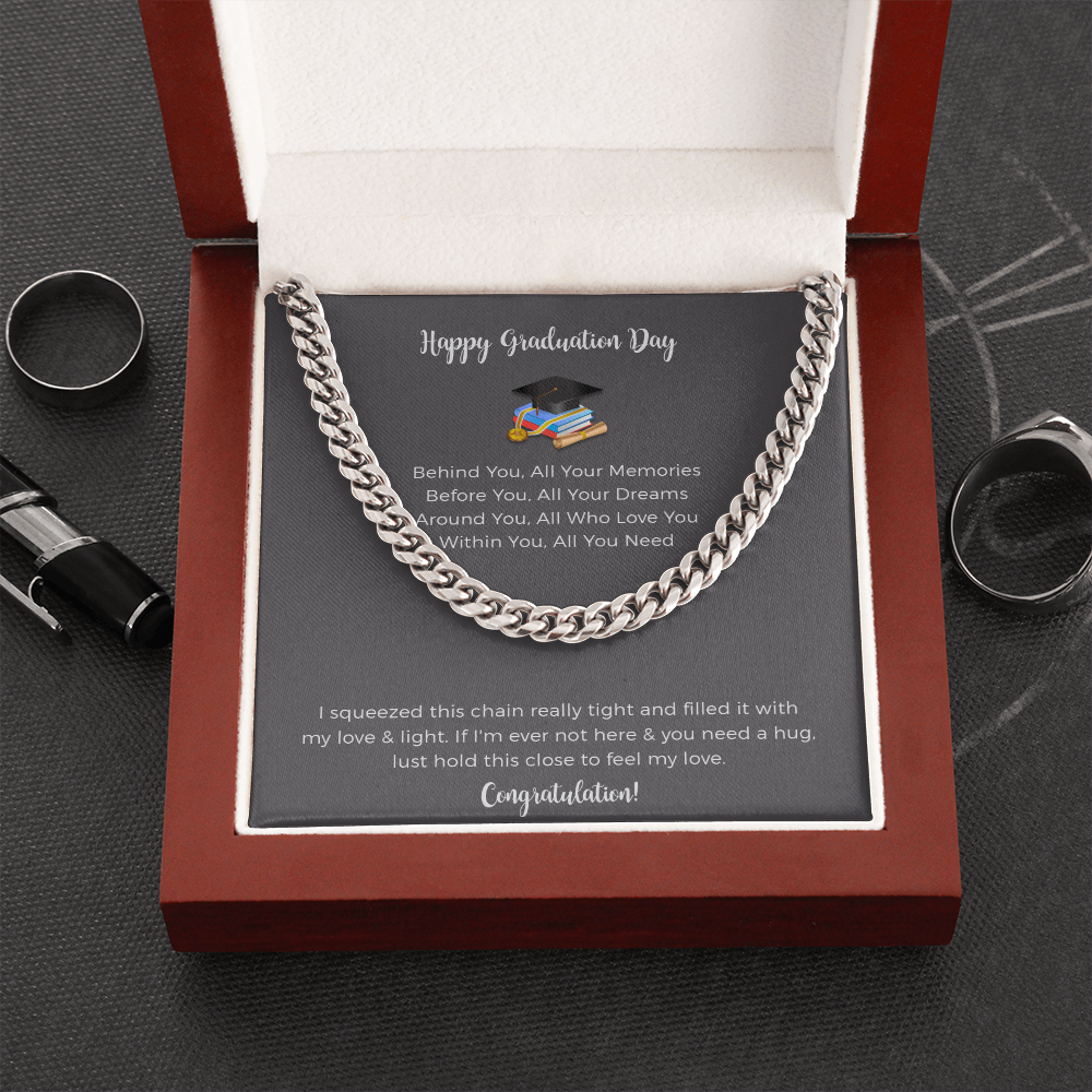 To My Son Cuban Chain Necklace From Mom, Dad - Graduation Gifts For Him, Best Graduation Gifts For Guys, Graduation Gift High School Boy, Graduation Gift College Male, Guy Graduation Gift