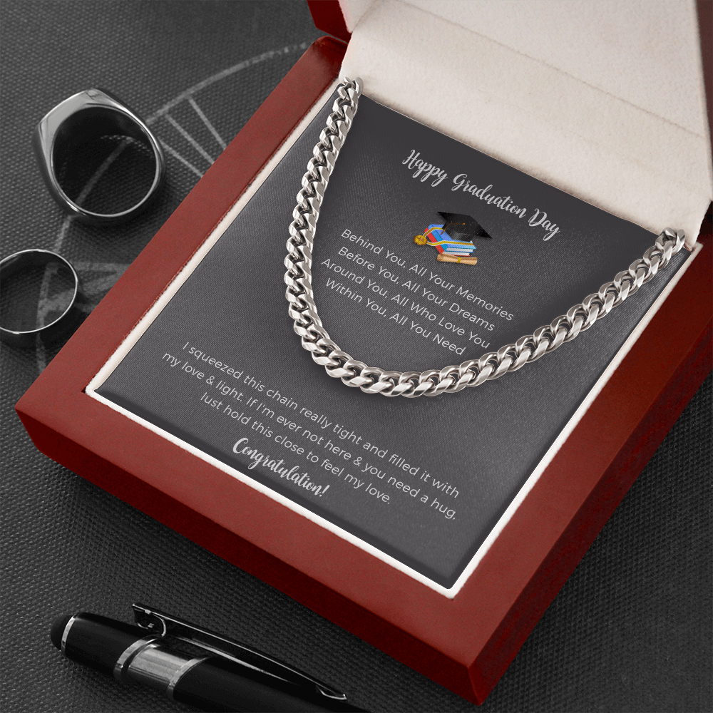 To My Son Cuban Chain Necklace From Mom, Dad - Graduation Gifts For Him, Best Graduation Gifts For Guys, Graduation Gift High School Boy, Graduation Gift College Male, Guy Graduation Gift