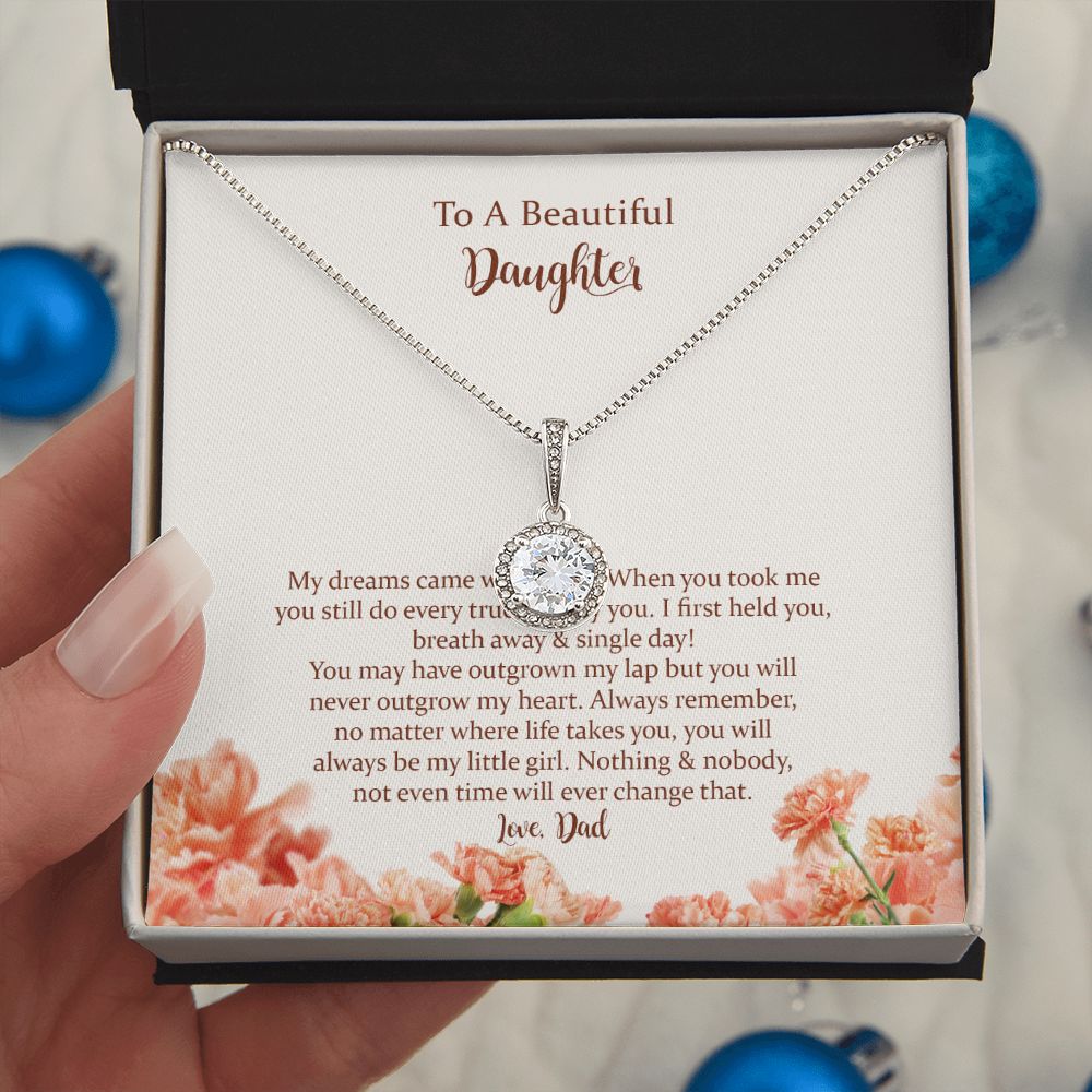 Daughter Eternal Hope Necklace Gift from Dad, Inspirational Gifts for Daughter from Father, Birthday Christmas Graduation Gifts for Teen Girls Women with Message Card